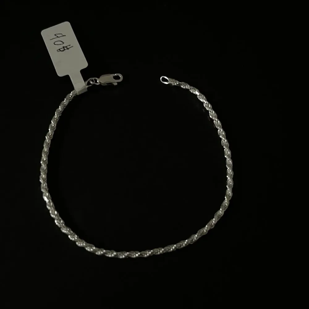 Esclava De Plata 925 Con Diseño Rope,925 Silver Bracelet With Rope Design - 7 In